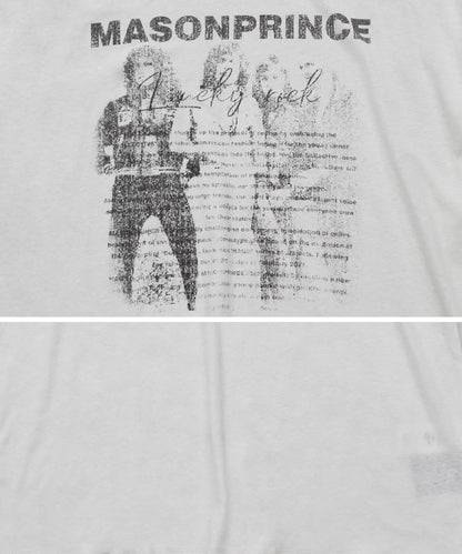 オーバーサイズ ヴィンテージ加工 ロックプリント バンドTシャツ DT4368【MASONPRINCE】【2025SS】