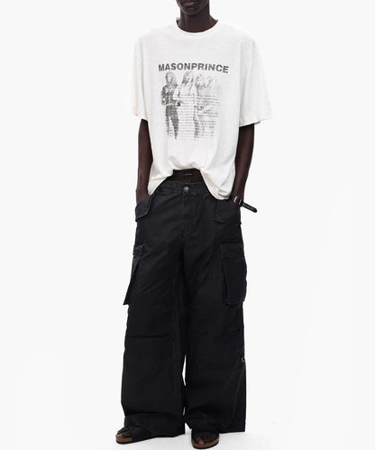 オーバーサイズ ヴィンテージ加工 ロックプリント バンドTシャツ DT4368【MASONPRINCE】【2025SS】