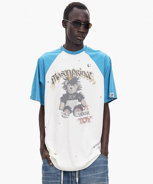 【SALE 30%OFF_特別価格適用※カートに入れるとセール価格が適用されます※】オーバーサイズ ステッカーデザイン ラグラン Tシャツ DT4369【MASONPRINCE】【2025SS】