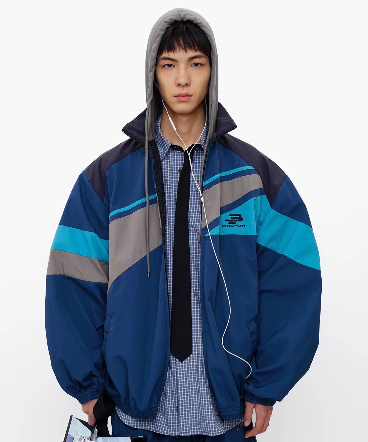 オーバーサイズ フード付き ブロックカラー トラックJKT JK4055【MASONPRINCE】【2025AW】