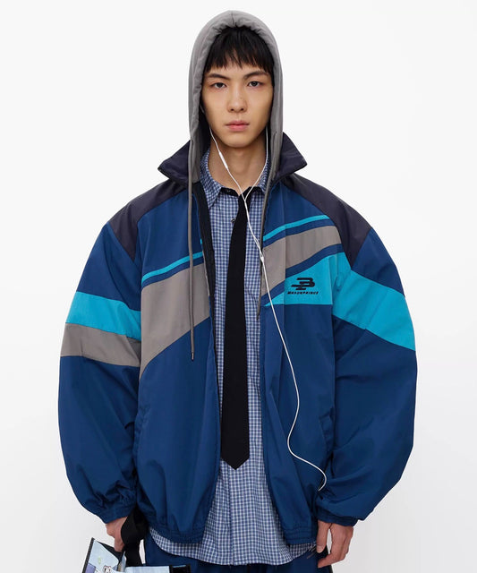 オーバーサイズ フード付き ブロックカラー トラックJKT JK4055【MASONPRINCE】【2025AW】
