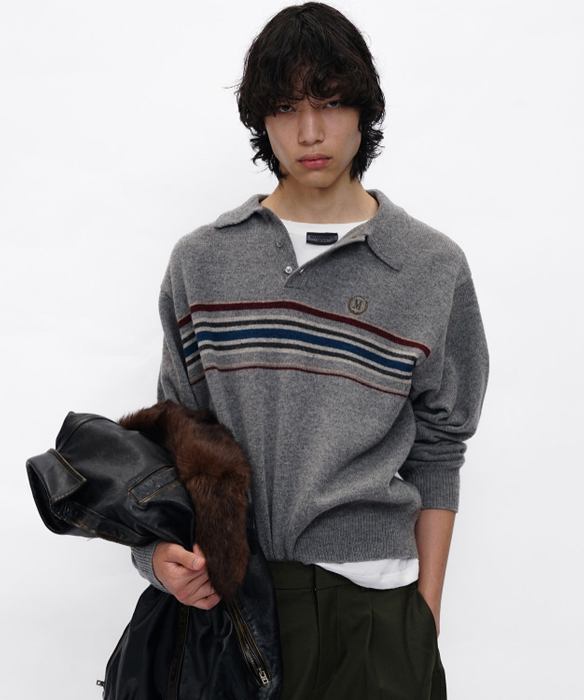 カレッジスタイル ポロネック ニット MY2165【MASONPRINCE】【2025AW 