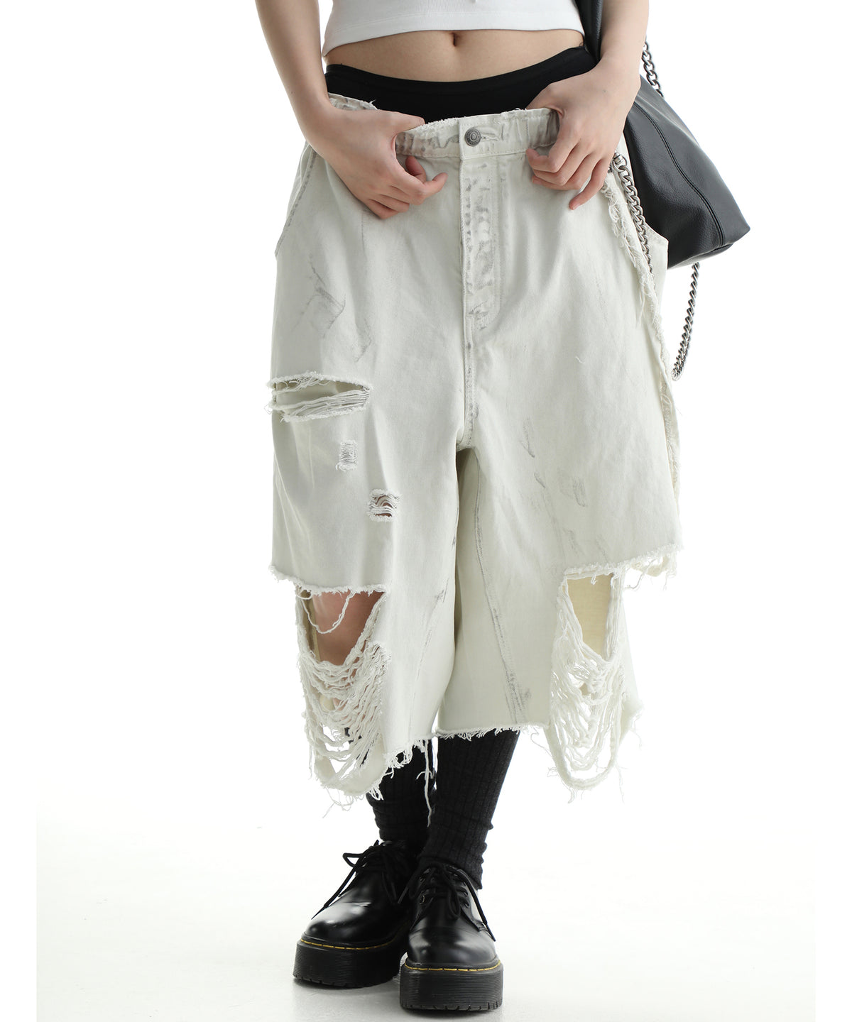 MASONPRINCE ペンキ加工 ワイドクラッシュデニム ダメージ ペイント 