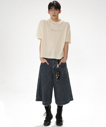 ルーズフィット ヴィンテージウォッシュ加工 ハーフ デニムパンツ NDK1984【MASONPRINCE】【2025SS】
