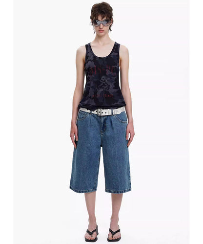【SALE 30%OFF_特別価格適用※カートに入れるとセール価格が適用されます※】ルーズフィット プリーツ クロップド ハーフデニムパンツ NDK1986【MASONPRINCE】【2025SS】