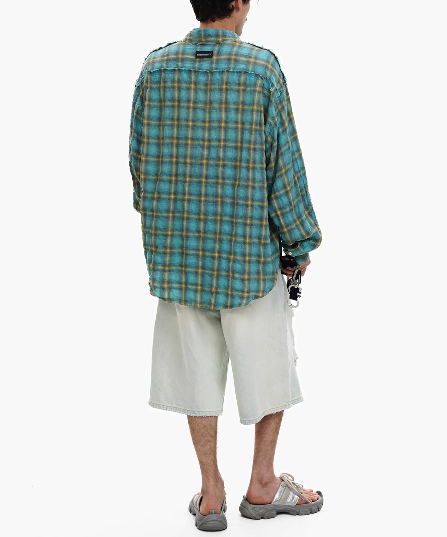 ルーズフィット ダメージ加工 クロップドデニムパンツ NDK1988【MASONPRINCE】【2025SS】