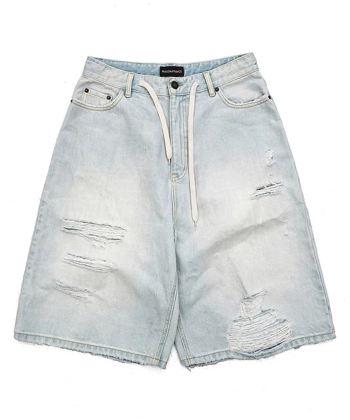 ルーズフィット ダメージ加工 クロップドデニムパンツ NDK1988【MASONPRINCE】【2025SS】