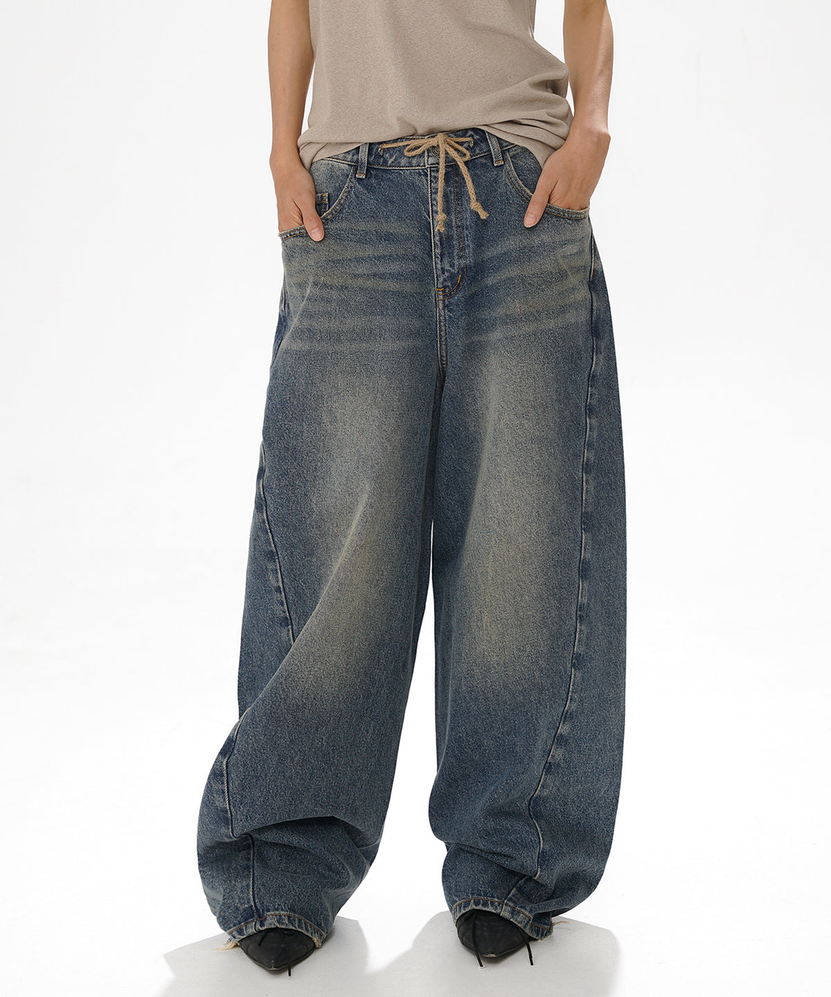 ルーズフィット 裾ダメージ デニムパンツ NZK6222【MASONPRINCE 