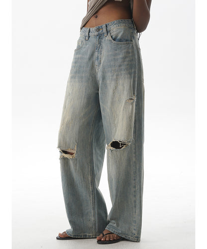 ルーズフィット レトロブルー ダメージ加工 デニムパンツ NZK6234【MASONPRINCE】【2025SS】