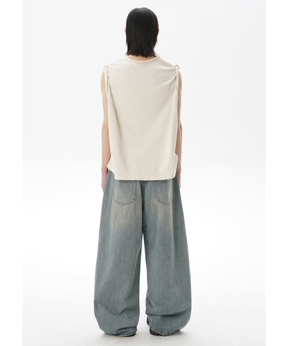 ルーズフィット レトロブルー ダメージ加工 デニムパンツ NZK6234【MASONPRINCE】【2025SS】