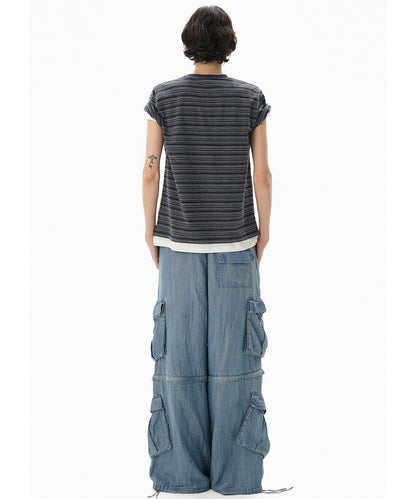 【自社サイト限定】ルーズフィット 2way カーゴデニムパンツ NZK6236【MASONPRINCE】【2025SS】