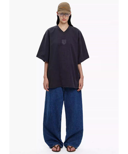 【SALE 30%OFF_特別価格適用※カートに入れるとセール価格が適用されます※】ルーズフィット レトロダークブルー ワイドストレート デニムパンツ NZK6238【MASONPRINCE】【2025SS】