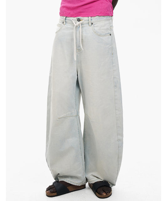 ルーズフィット ブルーホワイト シミターデニムパンツ NZK6242【MASONPRINCE】【2025SS】