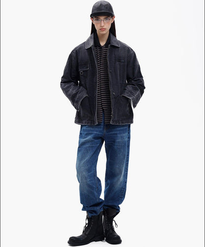 オーバーサイズ フェイクタイ ボーダー ポロシャツ PL3047【MASONPRINCE】【2025AW】