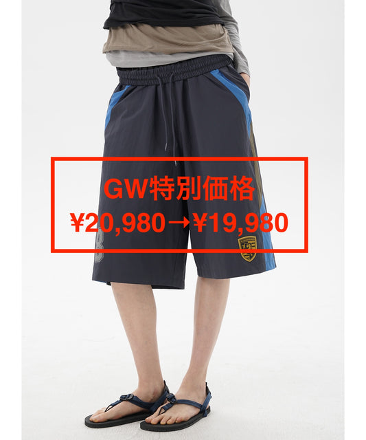 【GW特別価格適用※カートに入れるとセール価格が適用されます※】【自社サイト限定】ルーズフィット エンブレムロゴ刺繍 クロップド トラックパンツ DK3118【MASONPRINCE】【2025SS】