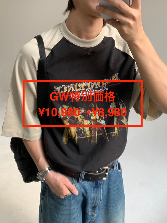 【GW特別価格適用※カートに入れるとセール価格が適用されます※】【日本別注】 MPオリジナル ビッグシルエット ヴィンテージ加工 ラグランバンドTシャツ DT4110