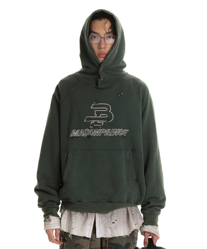 【SALE 50%OFF_特別価格適用※カートに入れるとセール価格が適用されます※】ダメージ加工 フロントロゴ パーカー WY6375【MASONPRINCE】