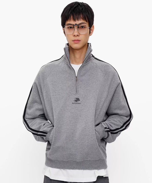 オーバーサイズ ハーフZIP ライン柄 スウェット WY6411【MASONPRINCE】【2025AW】