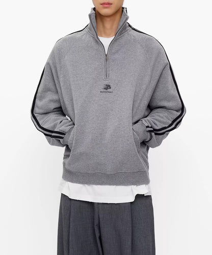 オーバーサイズ ハーフZIP ライン柄 スウェット WY6411【MASONPRINCE】【2025AW】