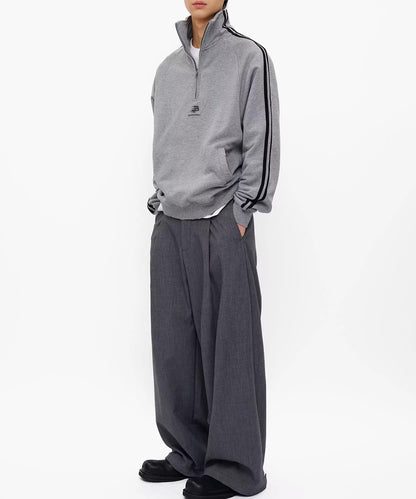 オーバーサイズ ハーフZIP ライン柄 スウェット WY6411【MASONPRINCE】【2025AW】