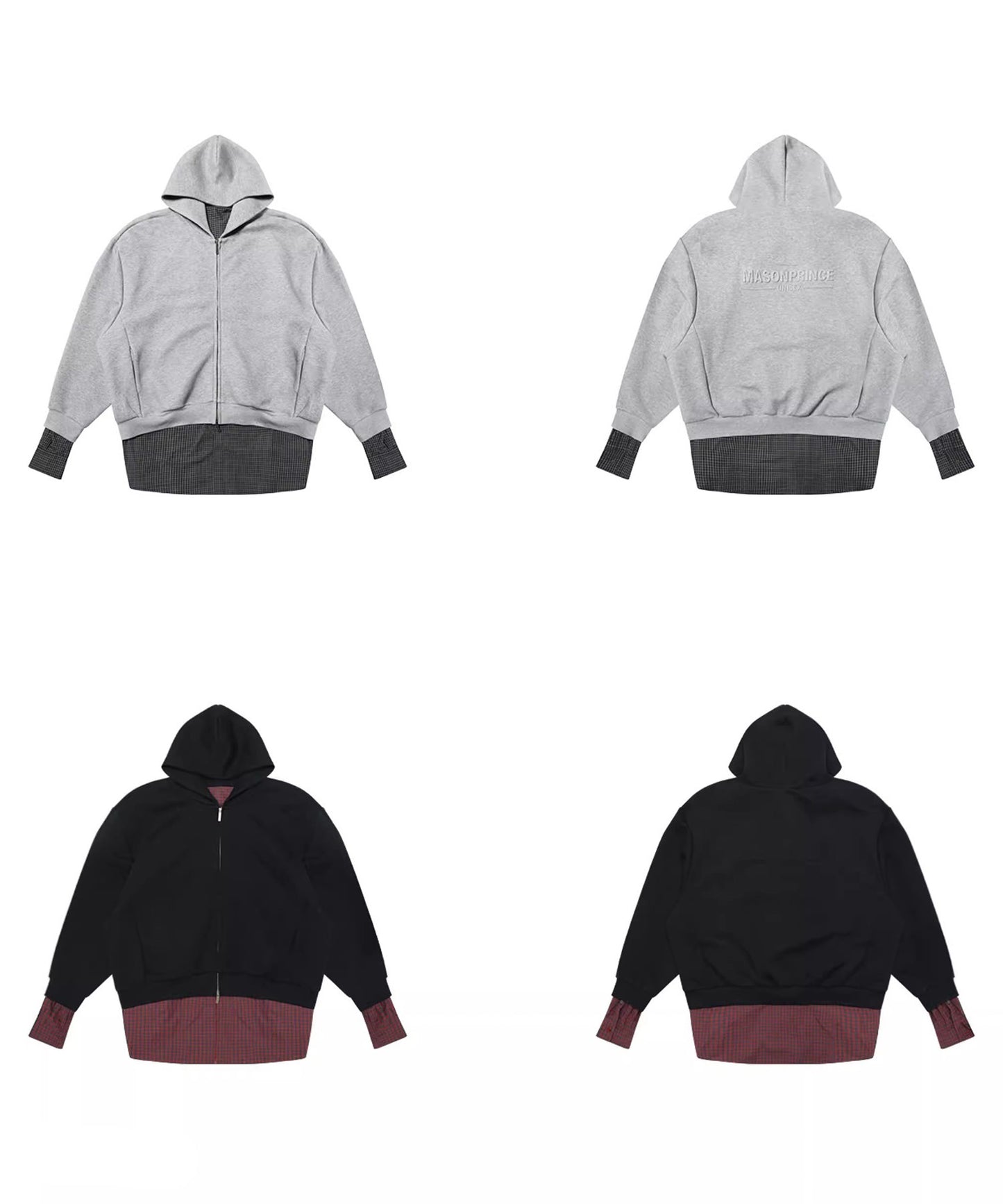 オーバーサイズ レイヤードデザイン ZIPパーカー WY6433【MASONPRINCE】【2025AW】