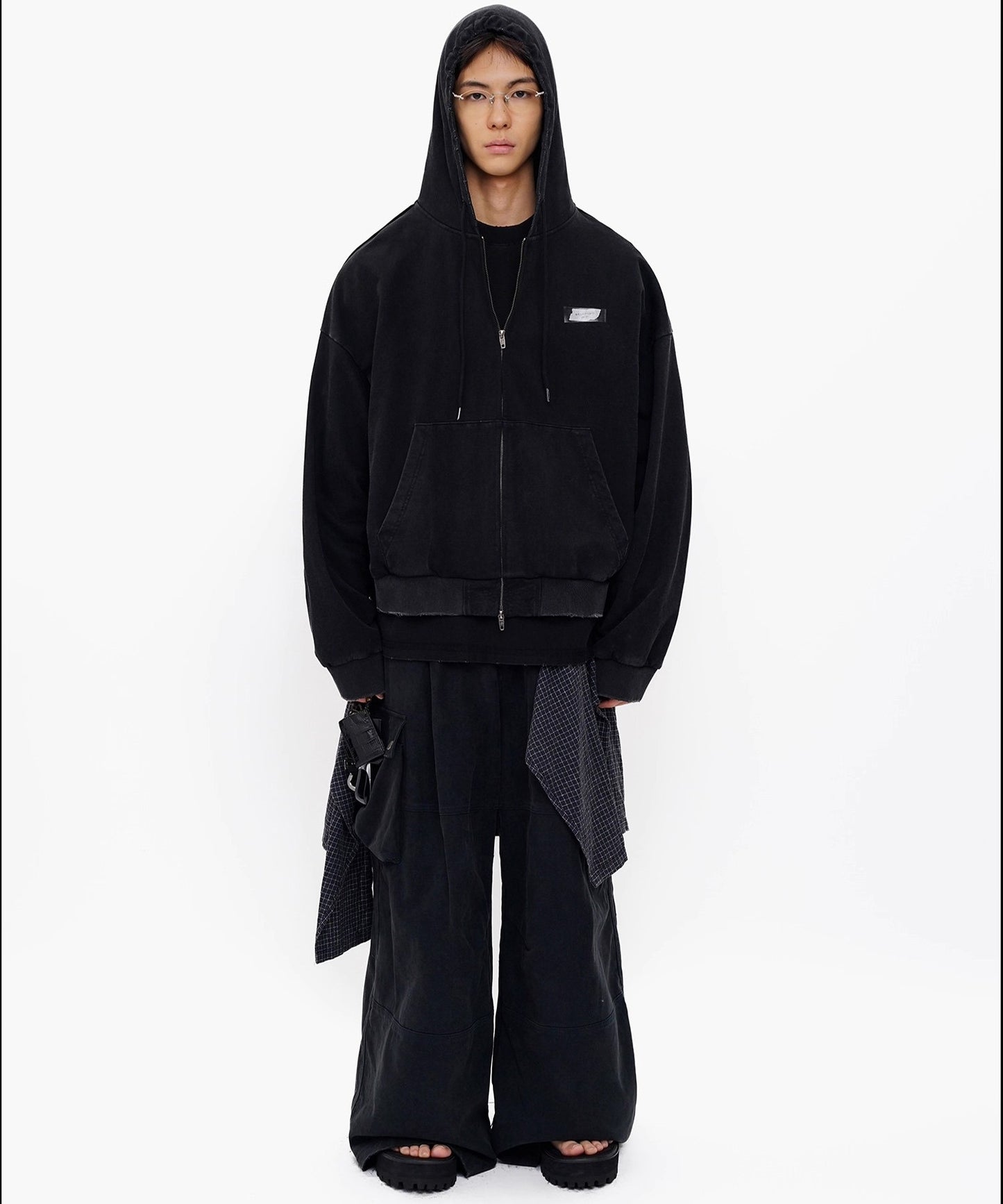 オーバーサイズ ウォッシュ加工 ダブルZIP パーカー WY6439【MASONPRINCE】【2025AW】