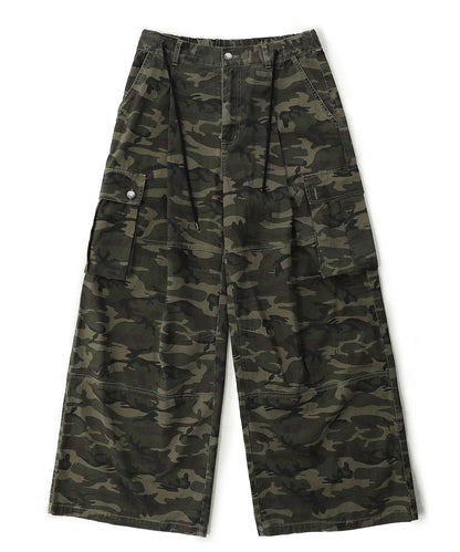 Wide silhouette camouflage military cargo pants XXK4206