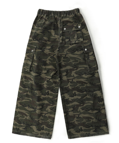 Wide silhouette camouflage military cargo pants XXK4206