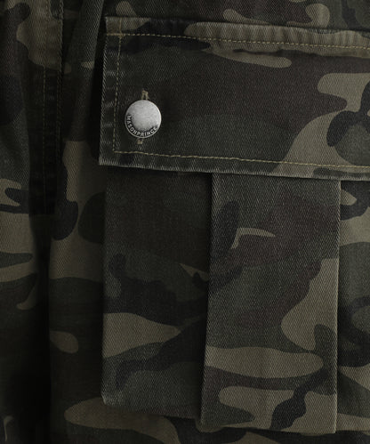 Wide silhouette camouflage military cargo pants XXK4206