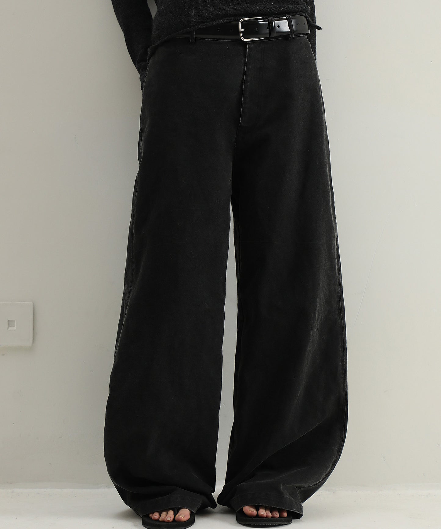 【SALE 30%OFF_特別価格適用※カートに入れるとセール価格が適用されます※】ルーズフィット 裾ボタン ヴィンテージ加工 ワークパンツ XXK4321【MASONPRINCE】【2025SS】