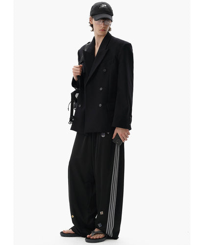 【自社サイト限定】ルーズフィット ステッカープリント サイドライン トラックパンツ XXK4349【MASONPRINCE】【2025SS】