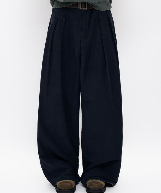 ルーズフィット ダブルプリーツ コットンワークパンツ XXK4359【MASONPRINCE】【2025AW】