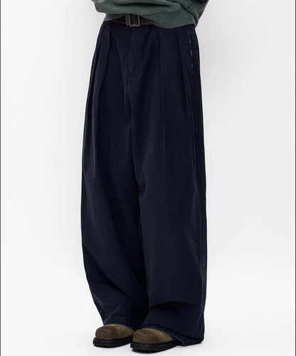 ルーズフィット ダブルプリーツ コットンワークパンツ XXK4359【MASONPRINCE】【2025AW】