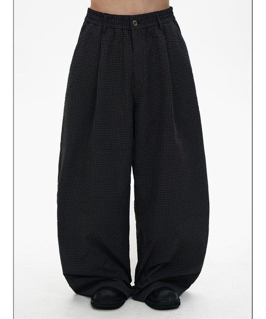ルーズフィット ダブルプリーツ チェックパンツ XXK4365【MASONPRINCE】【2025SS】